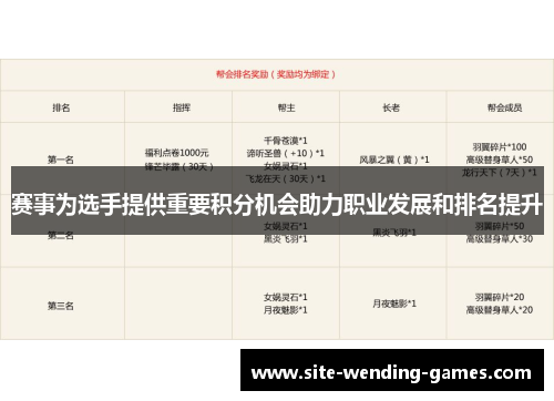 赛事为选手提供重要积分机会助力职业发展和排名提升